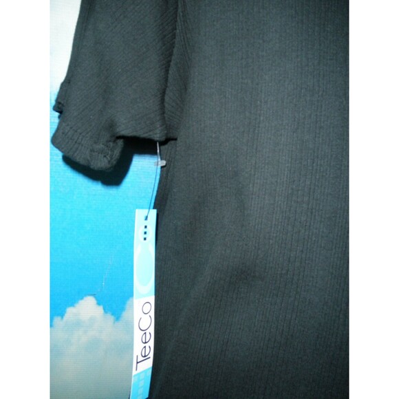 NEW by TEECO, BLACK, SHIRT, TOP, V-NECK, PLUS SIZE 1X, SHORT SLEEVE, KNIT - Picture 6 of 7